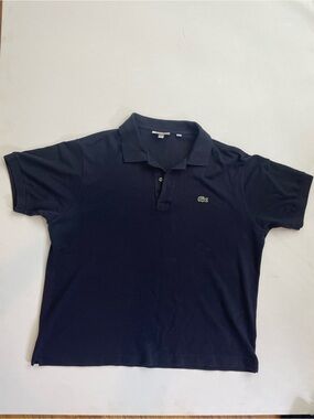 Lacoste Men’s Dark Navy Polo with Green Crocodile Logo